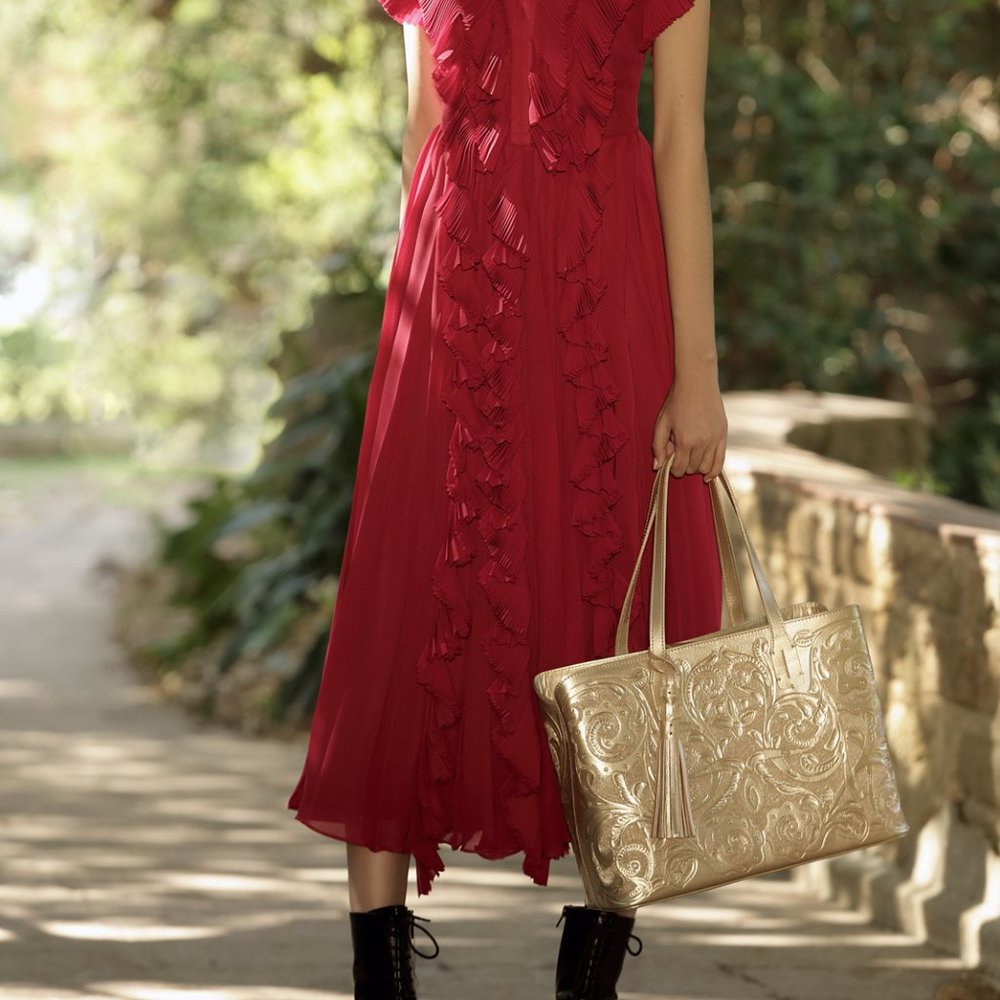 Tooled Leather Tote - Luxury Style